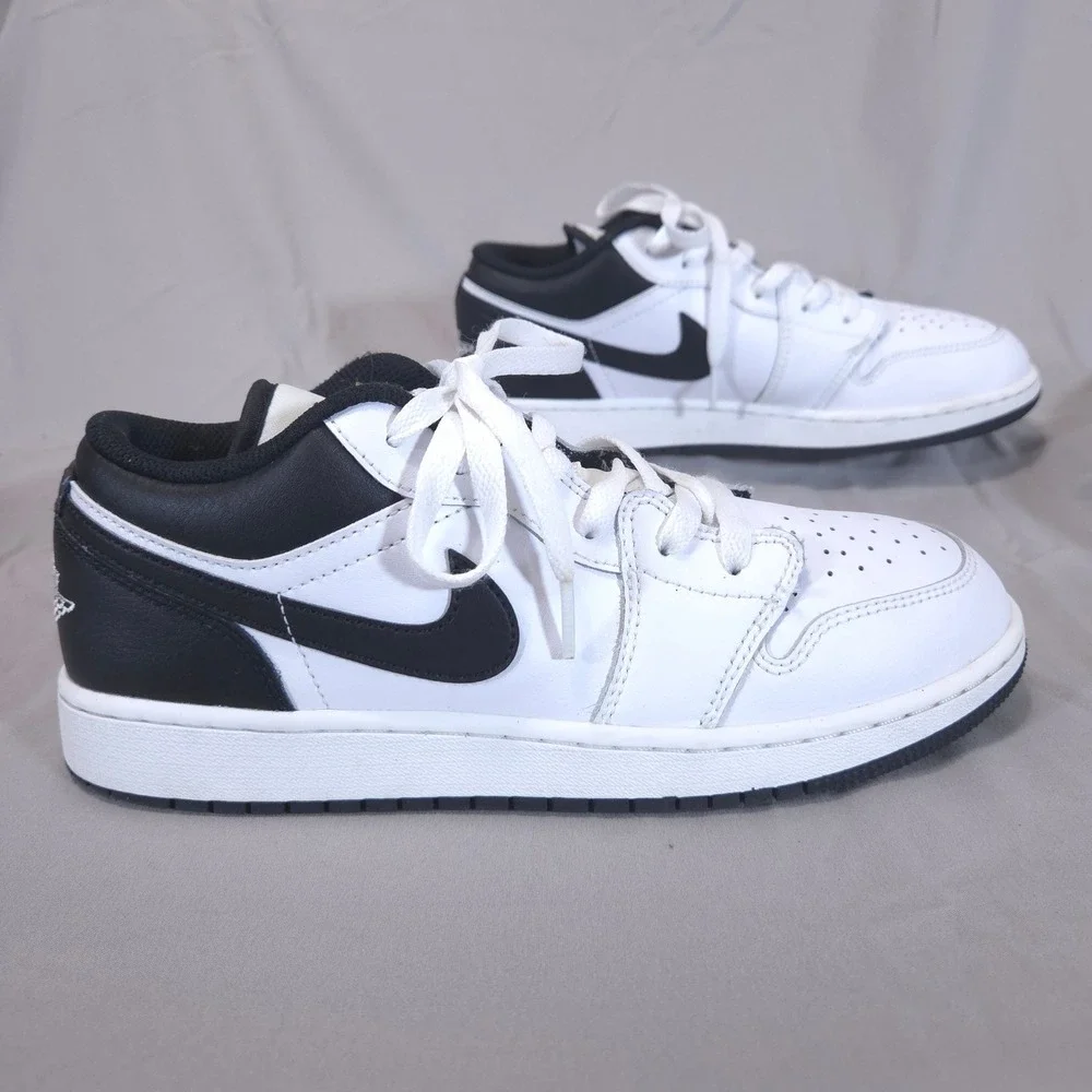 Nike Air Jordan 1 Low Panda GS Sneakers Youth 7Y Womens 8.5 White Black Shoes
